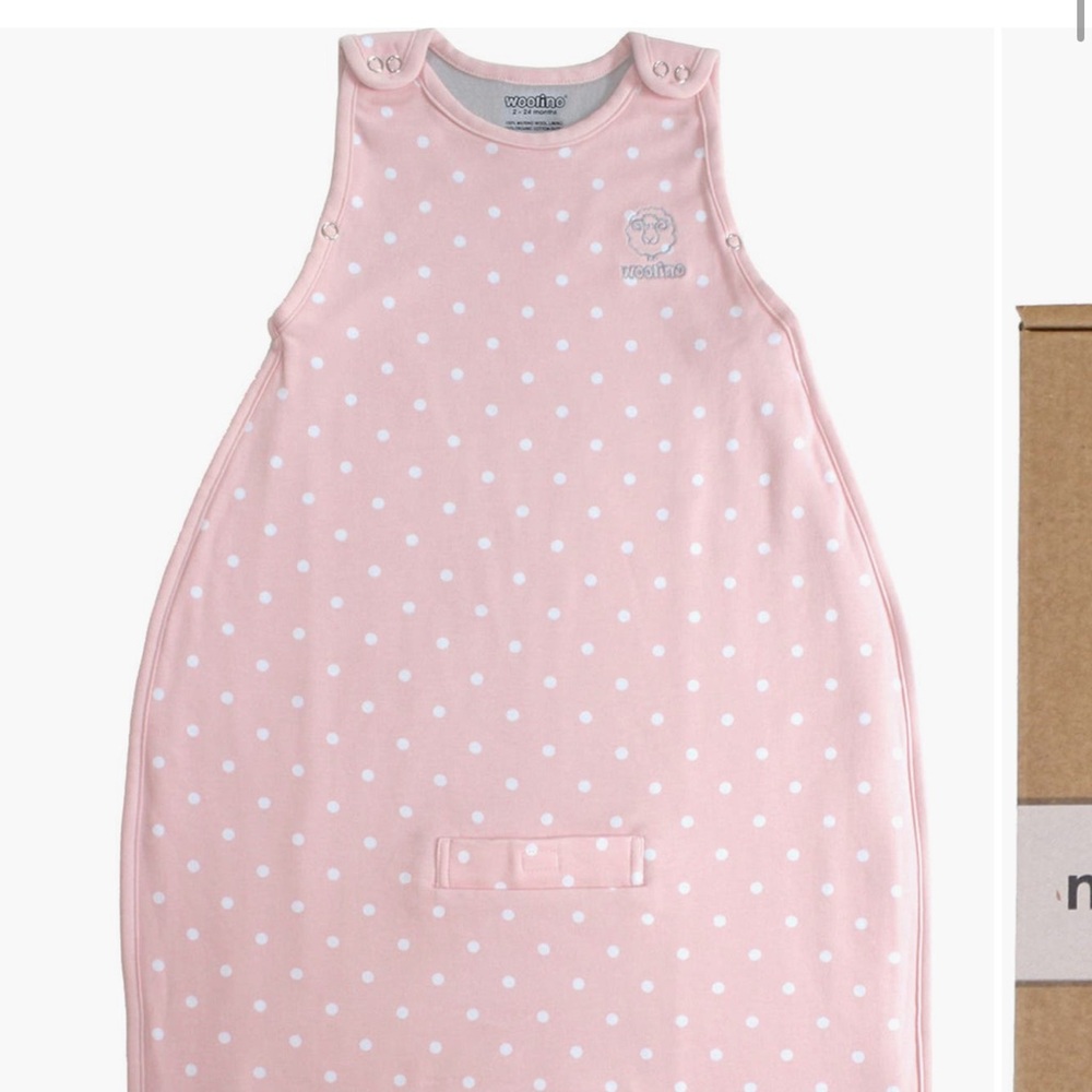 Woolino Pink sleepsack merino wool baby-2yr